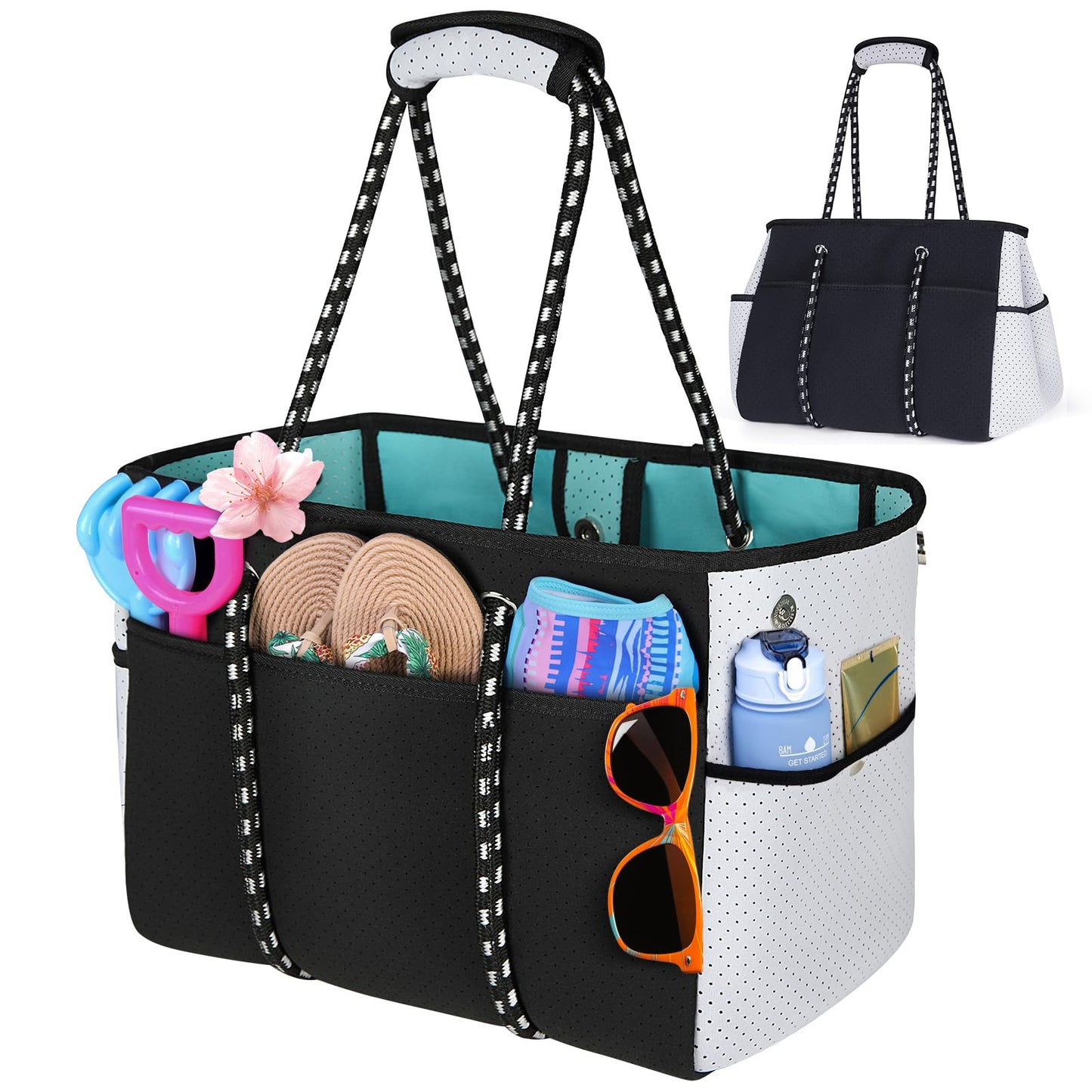 Extra Large Summer Beach Bag, Beach Tote Bag with Pocket Neoprene Multipurpose 45L Beach Bag Handbags for Pool Travel Shopping Gym Picnic