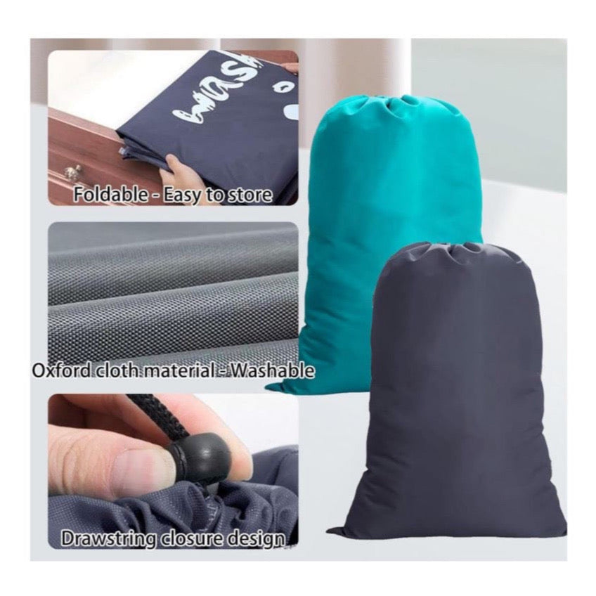 Portable Laundry Bags, 24" x 36", 2 Pack, Foldable Nylon with Drawstring