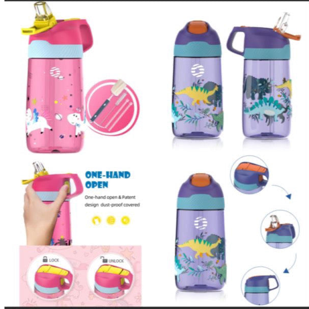 Kids Water Bottle 350ml with Straw Lid, Stainless Steel Water Bottle BPA-Free, Double Wall Vacuum Insulated Leak Proof, Reusable Metal, 12 Hours Hot & 24 Hours Cold