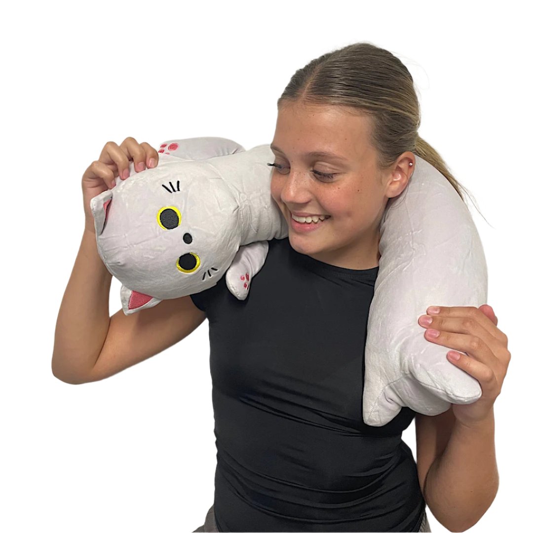 Desdfcer Cat Plush Hugging Pillow Toy in Grey