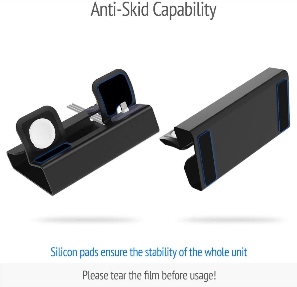 3 in 1 Aluminum Stand for Apple Watch, iPhone & AirPods Accessories The charging station for multiple devices is a necessary accessory for charging your Apple Watch, AirPods, and iPhone in one place.