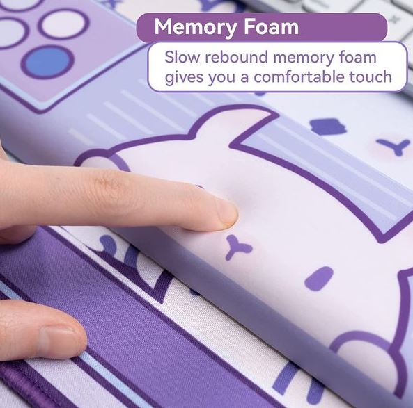 Purple Bunny Wrist Rest Support Mouse Pad Set