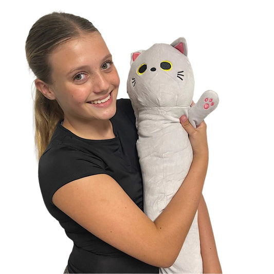 Desdfcer Cat Plush Hugging Pillow Toy in Grey