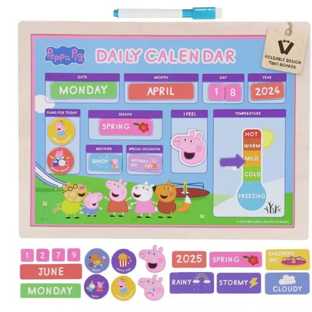 Peppa Pig Wooden Magnetic Daily Calender