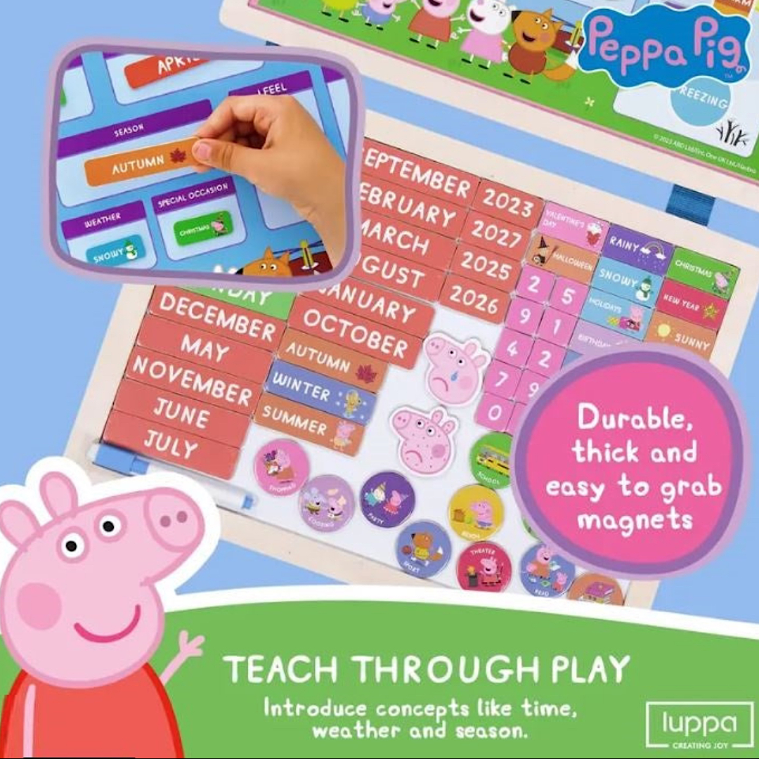 Peppa Pig Wooden Magnetic Daily Calender