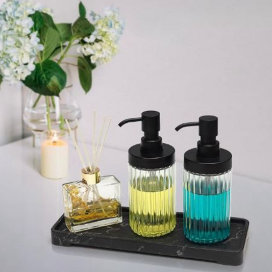 Suanti 2-Pack Ribbed Glass Soap Dispenser Set