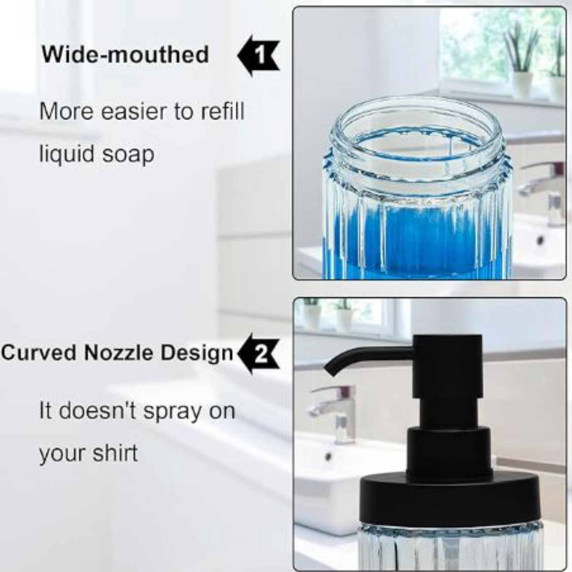 Suanti 2-Pack Ribbed Glass Soap Dispenser Set