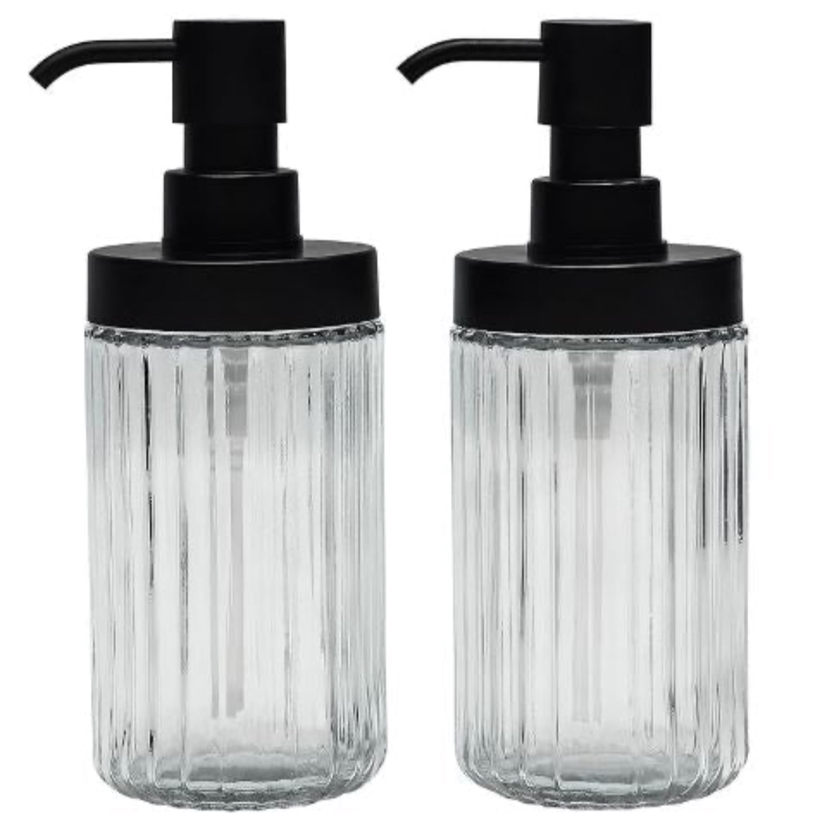 Suanti 2-Pack Ribbed Glass Soap Dispenser Set