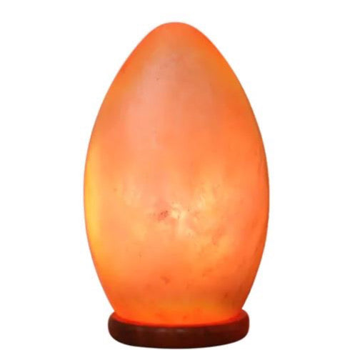 Egg Shaped Rock Salt Lamp with Wooden Base