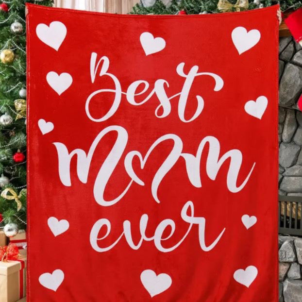 Best Mum Ever Blanket gift for mum, 130x150 cm Blanket (Red)