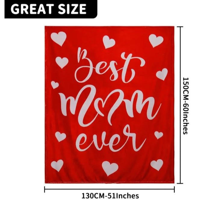 Best Mum Ever Blanket gift for mum, 130x150 cm Blanket (Red)