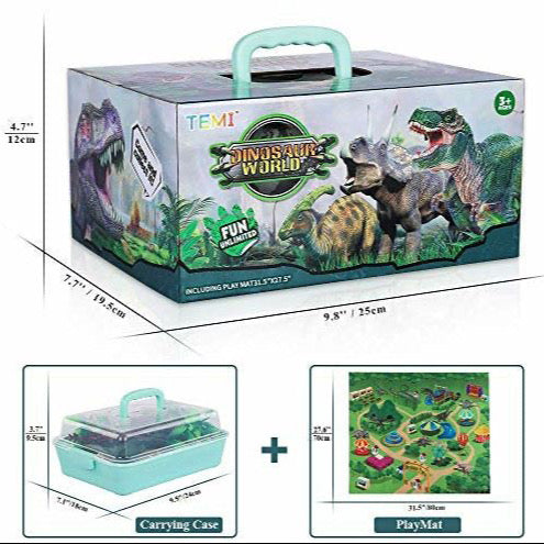 9 Pack Dinosaur Toys with Play Mat & Trees, Educational Realistic Jurassic Playset to Create a Dino World Including T-Rex, Triceratops for Kids