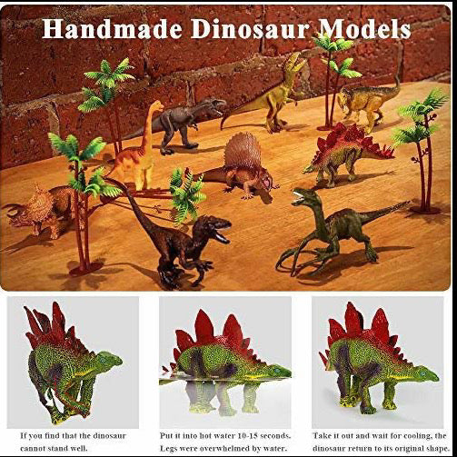 9 Pack Dinosaur Toys with Play Mat & Trees, Educational Realistic Jurassic Playset to Create a Dino World Including T-Rex, Triceratops for Kids