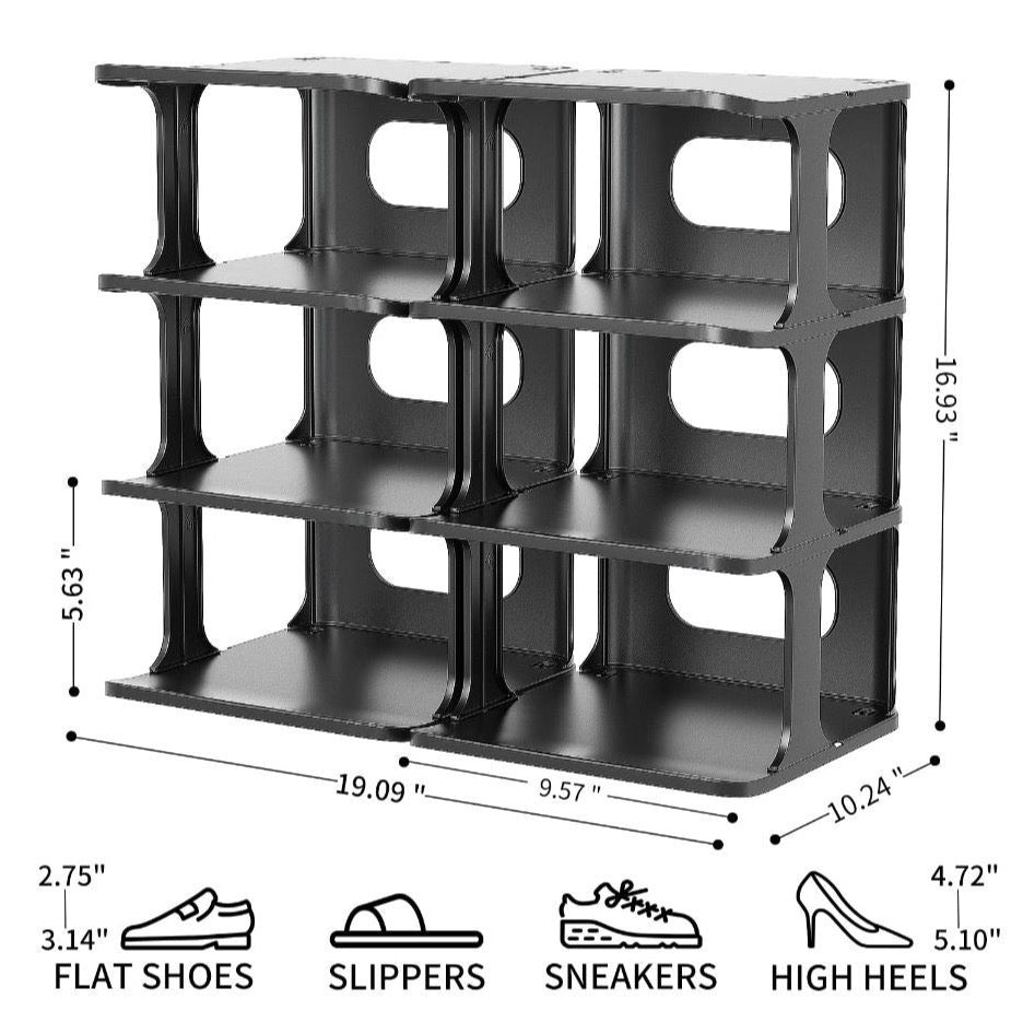 Sturdy, Smooth easy to clean flexible shoe rack stackable