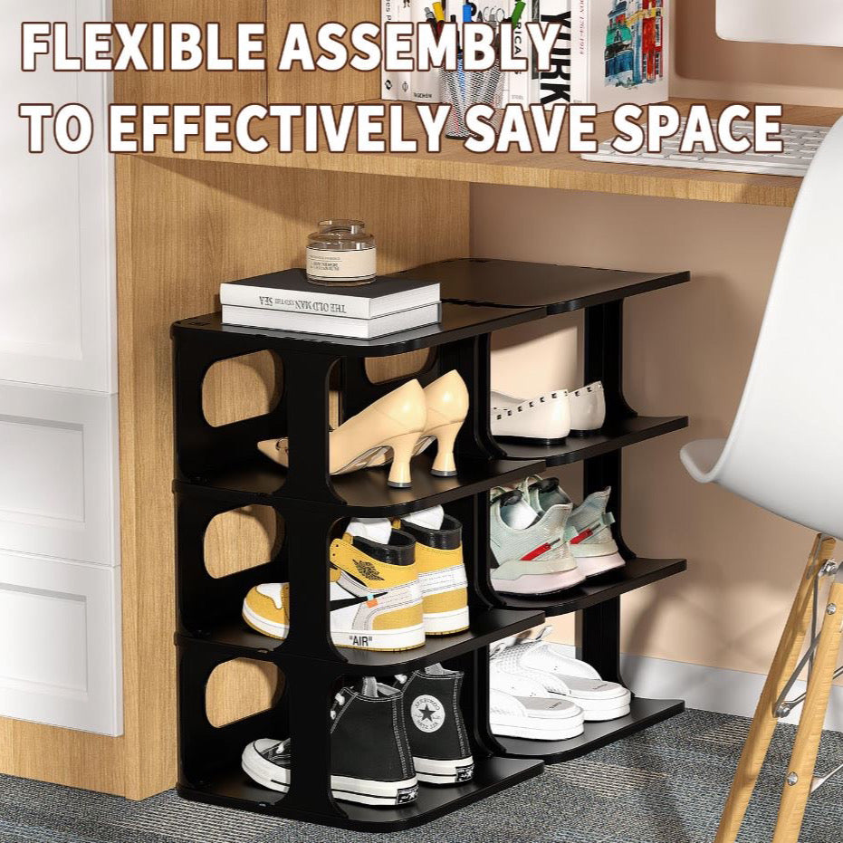 Sturdy, Smooth easy to clean flexible shoe rack stackable