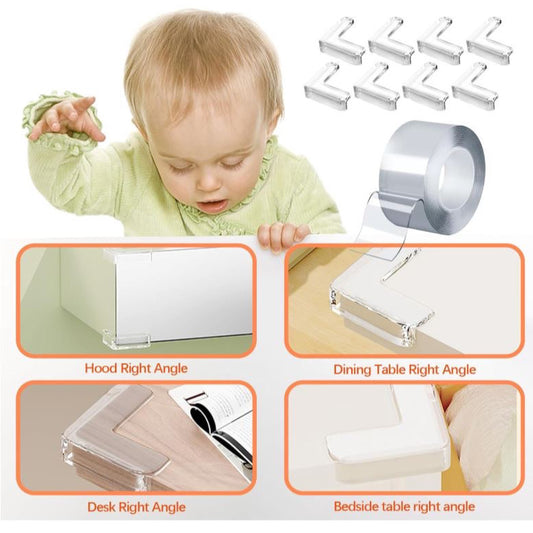 Edge Protector Strip for Kids, 3 Meters Transparent Edge Protectors with 8PCS Baby Proofing Corners Guards, Soft Table Edge Protector for Fridge, Tables, Cabinets (2cm Width)