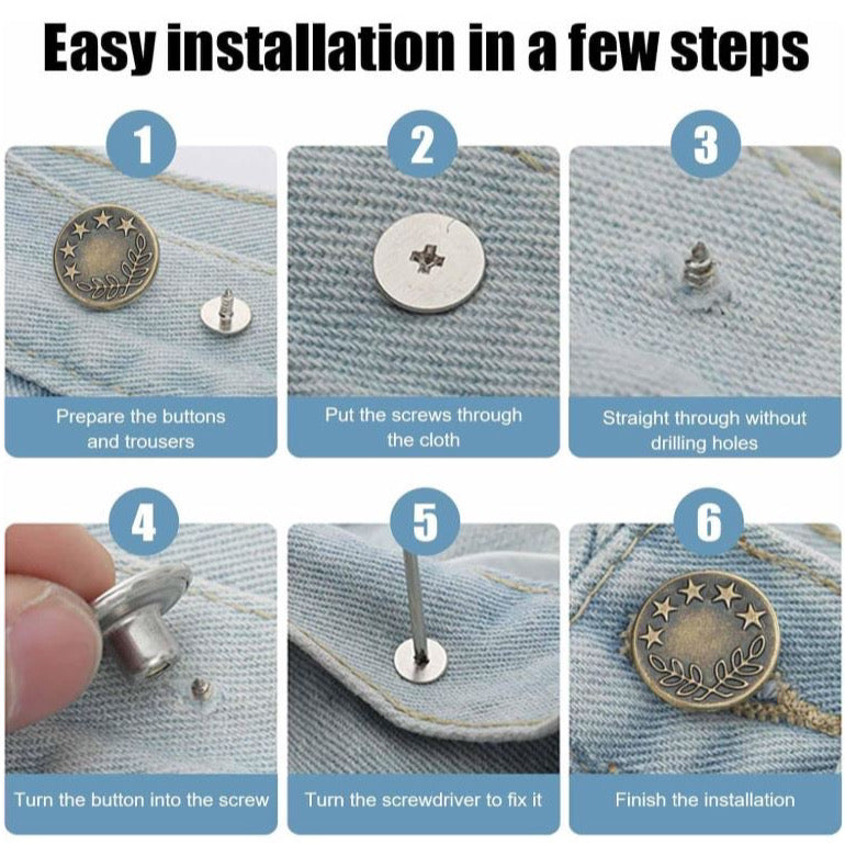 Jeans Buttons Replacement, 100PCS 20mm Instant No Sew Buttons for pants.