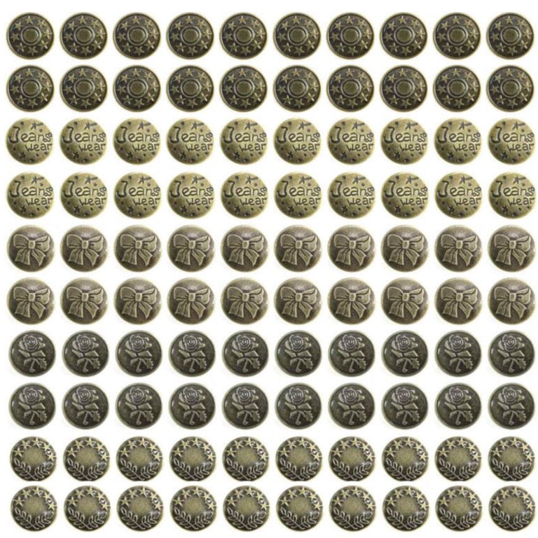 Jeans Buttons Replacement, 100PCS 20mm Instant No Sew Buttons for pants.