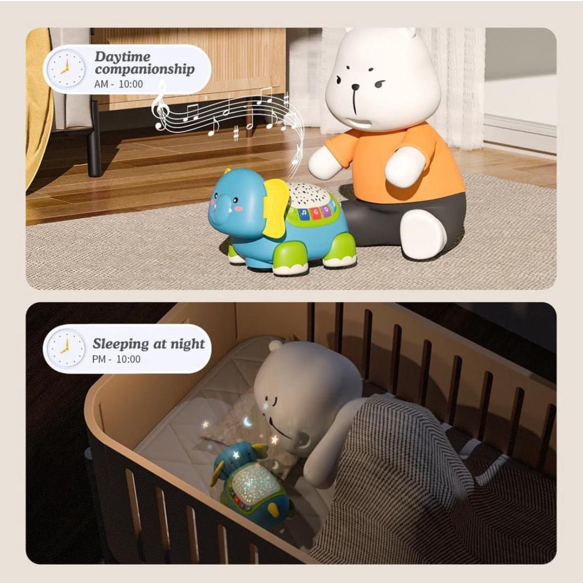 Baby Elephant Toy with Light, Motion, Projector and Music for Crawling and Learning