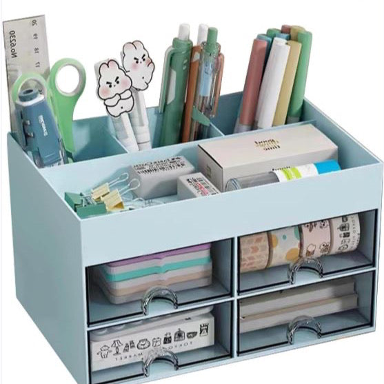 Versatile, desktop organiser/tidy with 4 drawers. suitable for office stationary or home makeup storage solutions