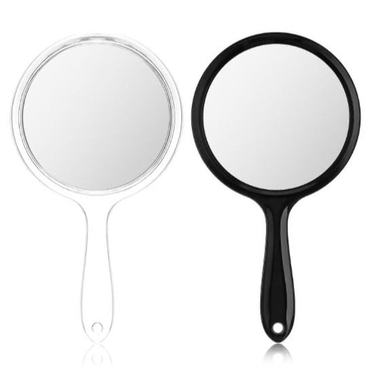 2 Pcs Handheld Mirror Double-Sided Hangable Hand mirror 1X/2X Magnifying Acrylic Round Mirror with Handle Hand Held Wall Mount for Makeup Salon Barber Shaving Travel Women Men Home