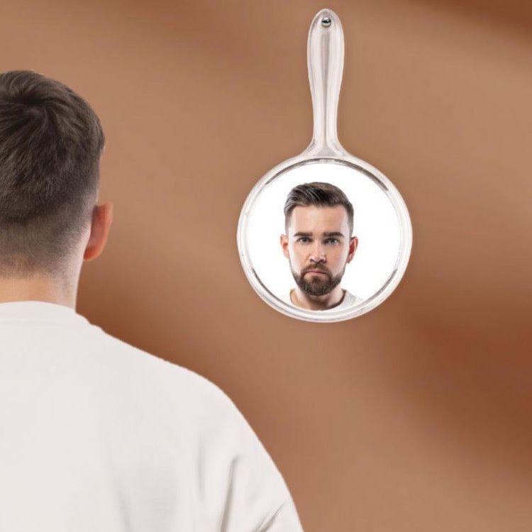 2 Pcs Handheld Mirror Double-Sided Hangable Hand mirror 1X/2X Magnifying Acrylic Round Mirror with Handle Hand Held Wall Mount for Makeup Salon Barber Shaving Travel Women Men Home