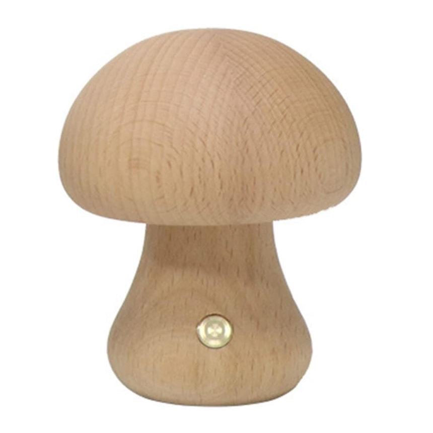 Wooden Mushroom Night Light, Dimmable Mushroom Bedside Table Lamp, USB Re-Chargeable. Portable Night Lamp for Bedroom/Home Decor