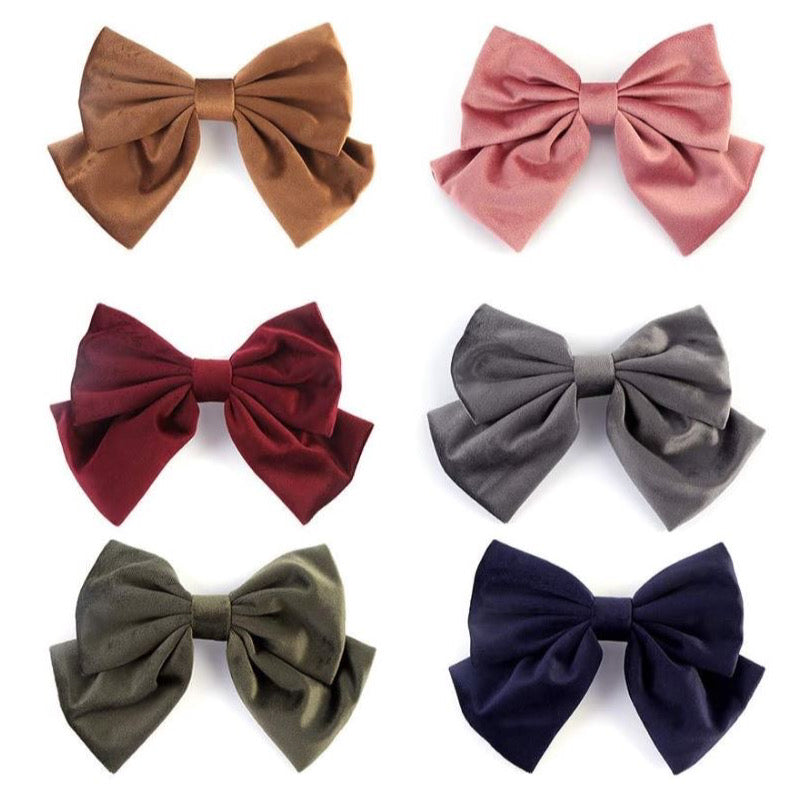 Large Velvet Hair Bow 6 Pieces Girls Hair Clips Velvet Bows Hair Clip, Stylish Hair Bows Clips for Thick Hair Women Hair Styling Accessories