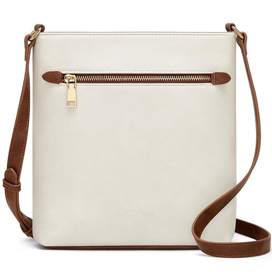 Crossbody Bags for Women Leather Designer Multi Satchel Purses Travel Cross Body Bag Women's Shoulder Handbag (Beige, 23cmX6cmX26cm)