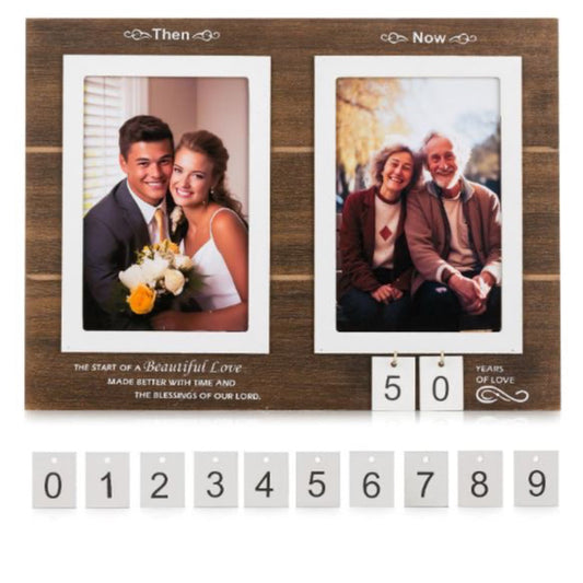 Then & Now" photo frames, Wedding Gift Picture Mount: 6x4 Inch Anniversary Photo Frame, Wall Hanging Frames.