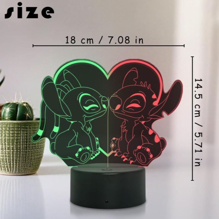 3D Stitch Night Light: 7 Colours changing with touch control