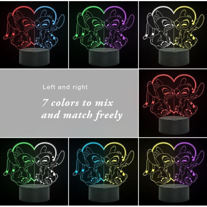 3D Stitch Night Light: 7 Colours changing with touch control