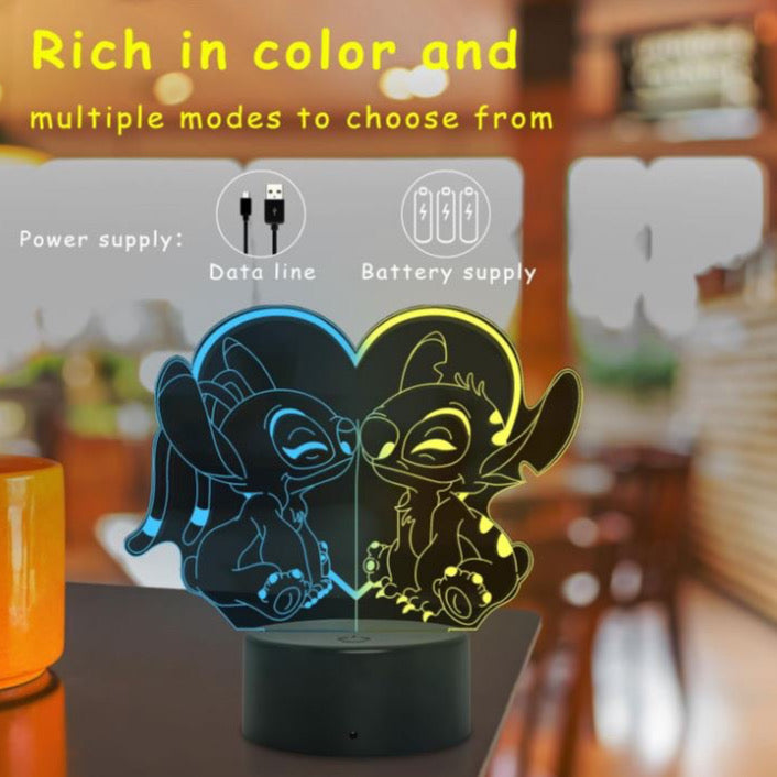 3D Stitch Night Light: 7 Colours changing with touch control