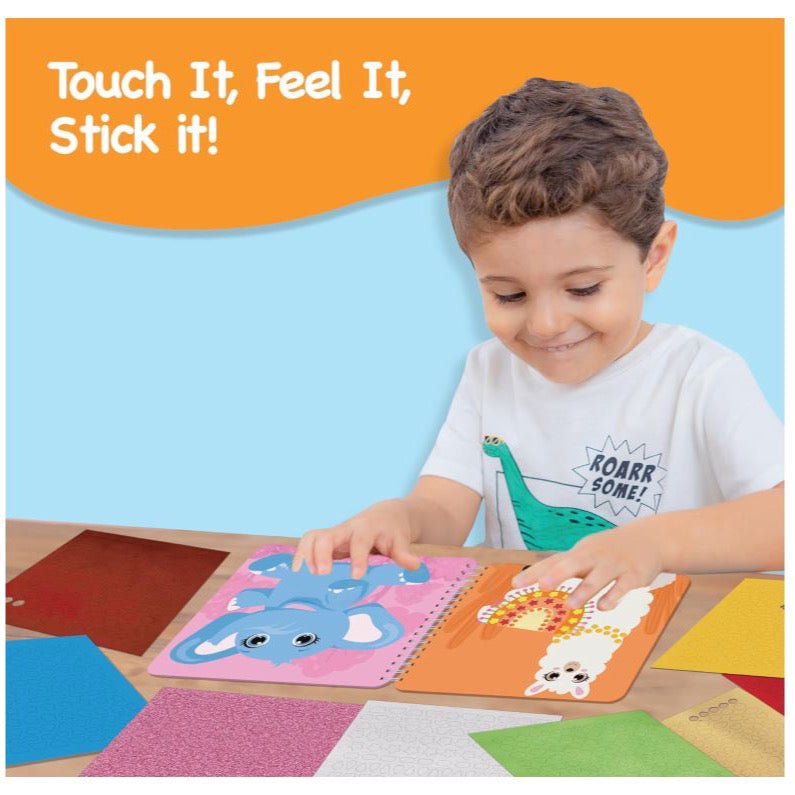 Sensory Busy Book Craft Activity with Textured Stickers - Animals, No Mess Sticker Craft