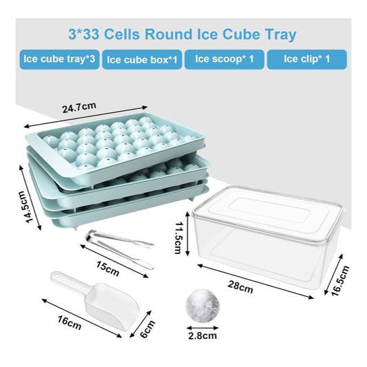 Ice Cube Tray,3 Pack Round Ice Ball Maker Mould, Easy Release Ice Trays with Removable Lid,Ice Bin,Ice Scoops,Ice Tong for Freezer Whiskey, Cocktail and Drink