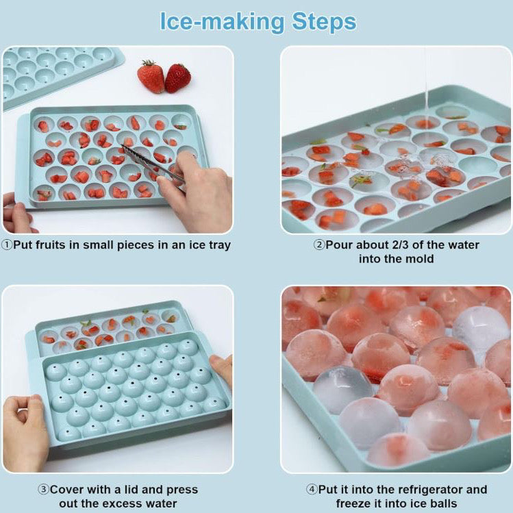 Ice Cube Tray,3 Pack Round Ice Ball Maker Mould, Easy Release Ice Trays with Removable Lid,Ice Bin,Ice Scoops,Ice Tong for Freezer Whiskey, Cocktail and Drink