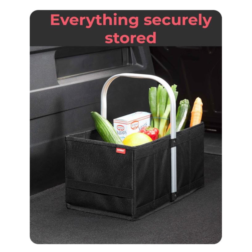 Foldable Shopping Basket, Carrying Basket With Aluminum Handle, Picnic Box, Bag, Folding 40X24X20 Cm (Black)