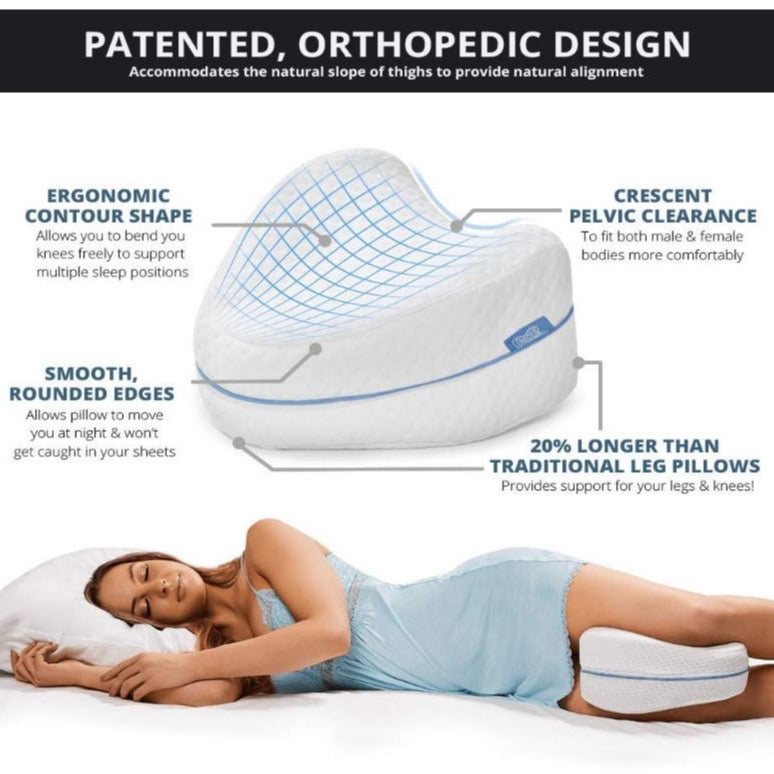 Leg & Knee Foam Support Pillow - Soothing Pain Relief for Sciatica, Back, Hips, Knees, Joints - As Seen on TV