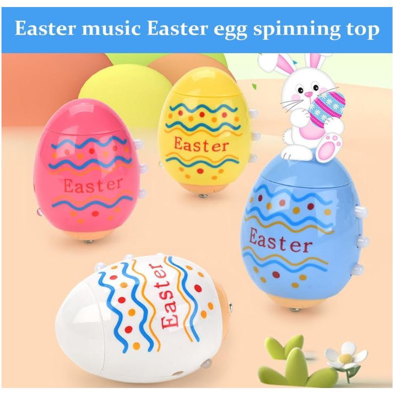 6PCS Easter Egg Toys, Light Up Spinning Toys with LED Lights and Music, Magic Flashing Music Spinning Top, Easter Egg Hunt Kit Fillers, Easter Presents for Children